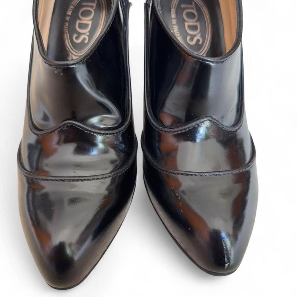 Tod's Black Leather Pointed Toe Heeled Booties size 37/6.5 - Picture 5 of 8